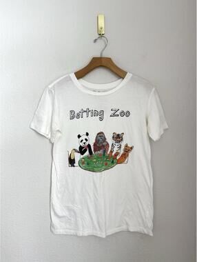 Unfortunate Portrait Betting Zoo Graphic Tee Women's Large White T-Shirt Funny